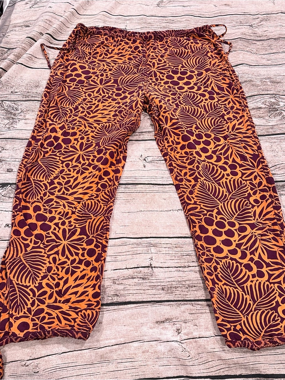 Sundance Orange and Purple Floral Drawstring Joggers Size Medium Petite